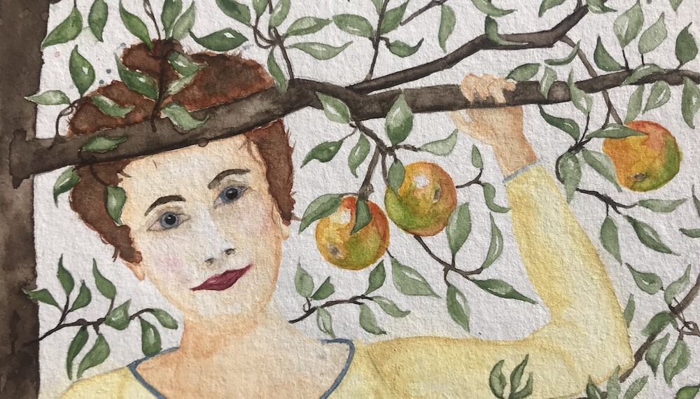 Sélène im Apfelbaum. Zeichnung: Christiane Wachsmann