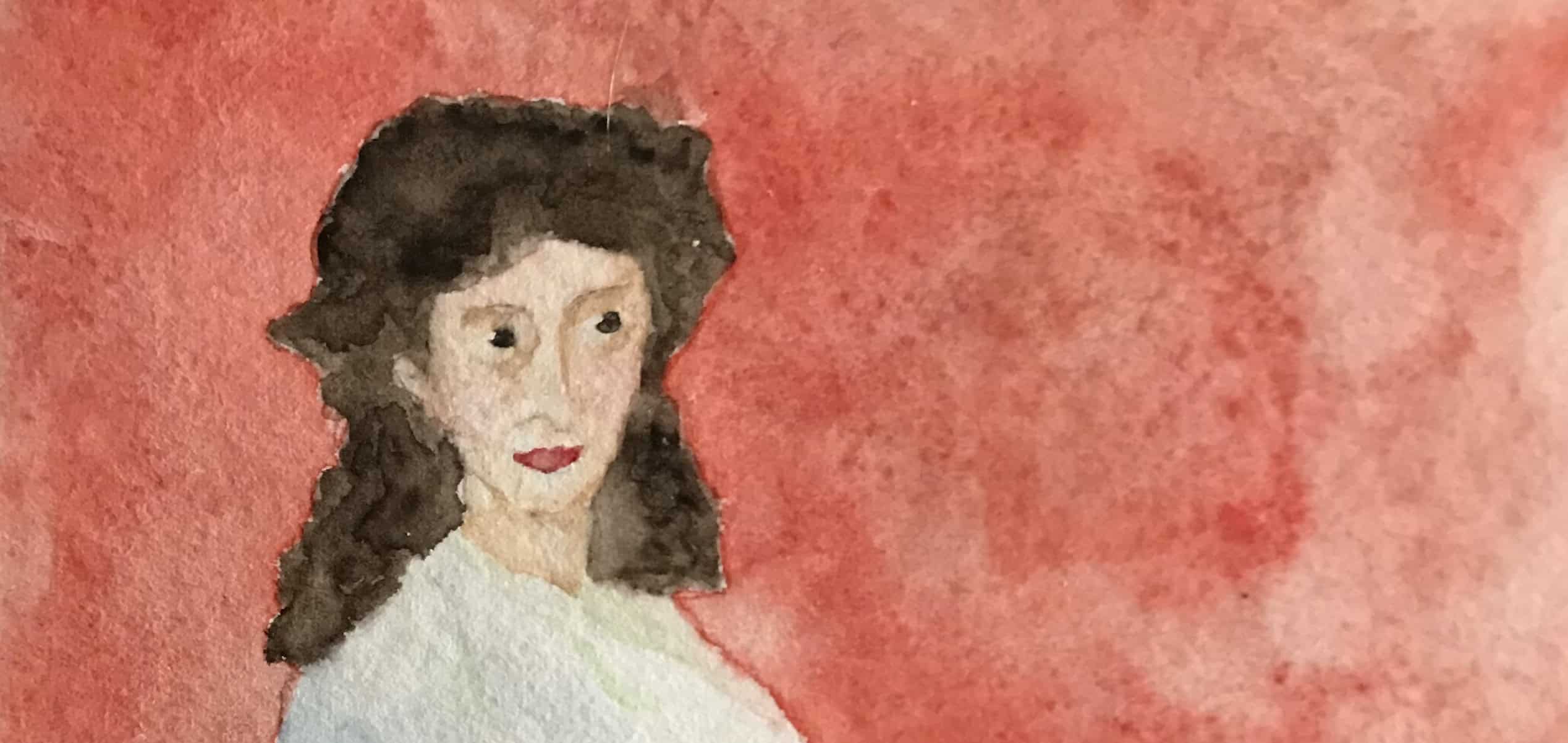 Aquarell nach dem Bild "Portrait der Madame Marie Louise Trudaine" des Malers Jacques-Lois David von 1791/1792 (Ausschnitt). Aquarell: Christiane Wachsmann